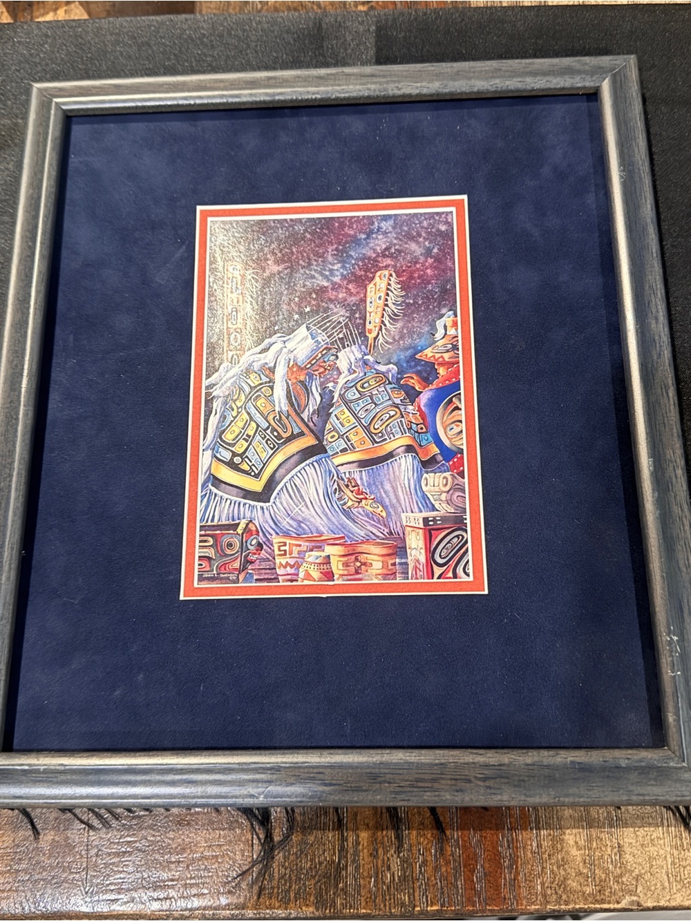 1997 Chilkat Blanket Dancers by John E Svenson reprint framed no glass